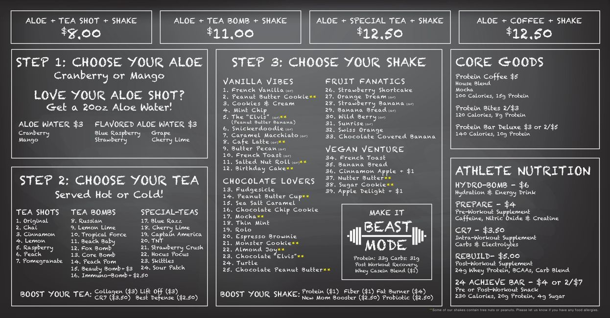 Menu Core Nutrition STC